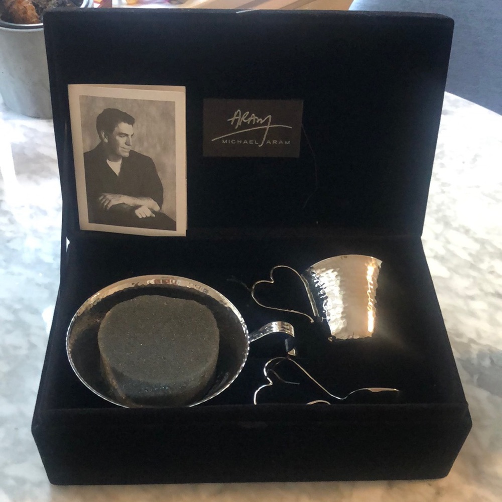 Michael Aram- stainless steel Heart Baby gift set